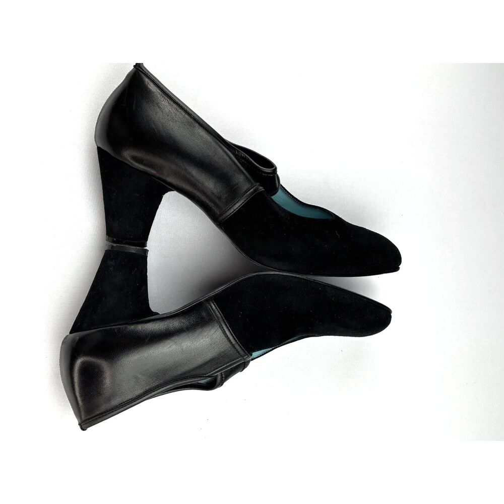 ~ Thierry Rabotin Mary Jane Heels 40 Pump Strap Suede Leather Black 9.5 Rare